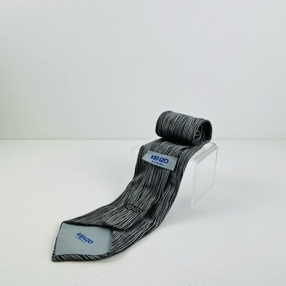 Kenzo Other - Kenzo Y2K Black And White Zebra Wavy Abstract Silk Formal Tie